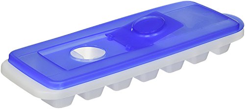 Ice Cube Trays with Lids | Stackable, No Spill, Covered Ice Cube Tray Set with Removable Covers | White & Blue - (Pack of 4) by Bloomingoods