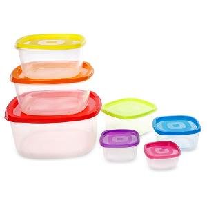 7 Piece Food Container Set | Airtight Easy Lid Lock Design for Dry & Liquid Food Storage, Heavy Duty Plastic Re-Usable BPA Free Perfect for Kitchen Use by BloominGoods