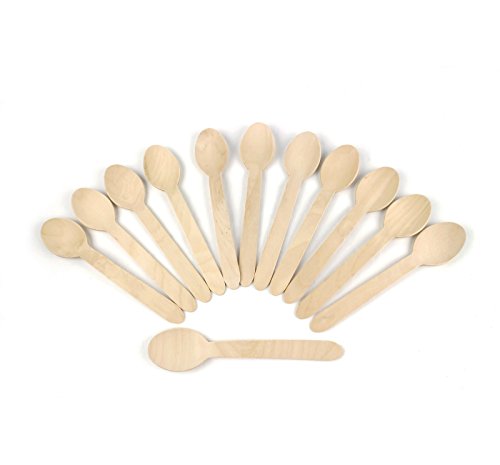 200 Biodegradable Wooden Spoons | Eco Friendly Disposable Cutlery, Compostable, 100% Natural Wood Utensils | Great for Soup, Desserts and Your Toddlers | Made from 100% Birch Wood