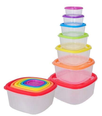 7 Piece Food Container Set | Airtight Easy Lid Lock Design for Dry & Liquid Food Storage, Heavy Duty Plastic Re-Usable BPA Free Perfect for Kitchen Use by BloominGoods