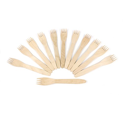 200 Disposable Wooden Forks | Eco Friendly & Biodegradable, Compostable, 100% Natural Birchwood Cutlery (200-Pack Forks) by BloominGoods
