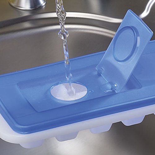 Ice Cube Trays with Lids | Stackable, No Spill, Covered Ice Cube Tray Set with Removable Covers | White & Blue - (Pack of 4) by Bloomingoods