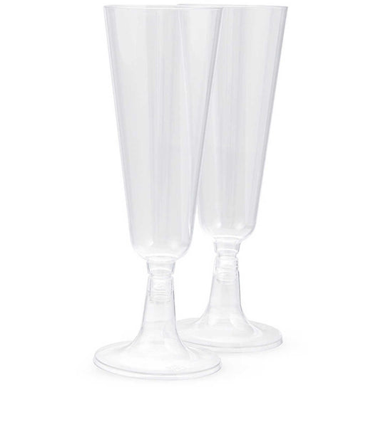 50 Plastic Champagne Flutes | 5.5 oz. Clear Hard Disposable Party & Wedding Cups | Premium Heavy Duty Fancy Champagne Flute (50-Pack) by Bloomingoods