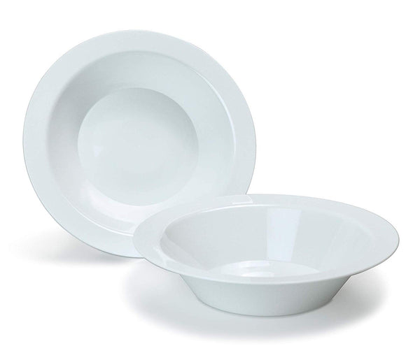 50 Large Disposable White Plastic Soup Bowls | 14 oz. Premium Heavy Duty Disposable Dinnerware with Real China Design (50-Pack) by Bloomingoods