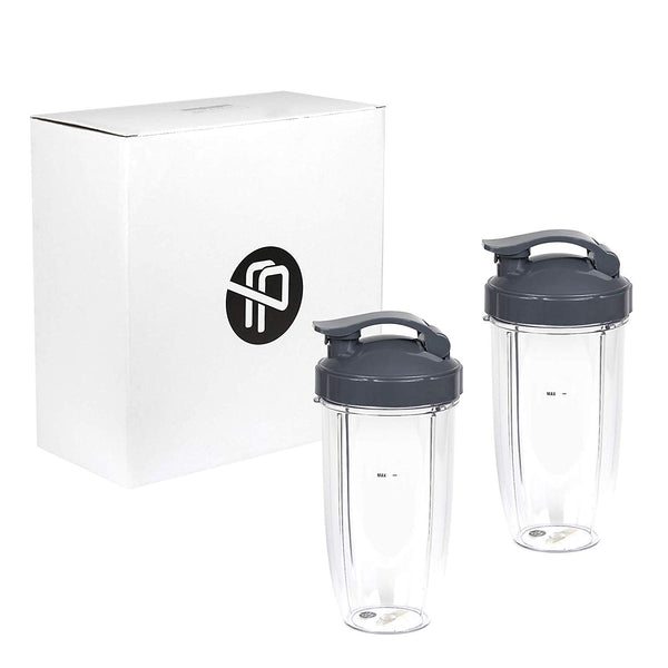 Preferred Parts, 2-Pack 32oz Replacement Cups with Flip Top To Go Lid for NutriBullet 600w and Pro 900 Blenders