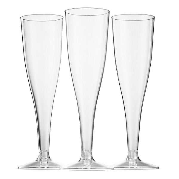 Plastic Champagne Glasses, 50-Pack Disposable or Reusable Large Champagne Flutes, 7 oz