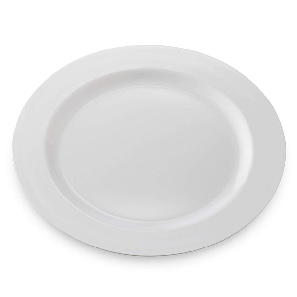 50 Disposable White Plastic Dinner Plates | 10.5" Inch Premium Heavy Duty Disposable Dinnerware with Real China Design | Safe & Reusable and Great for Parties or Weddings (50-Pack) by Bloomingoods