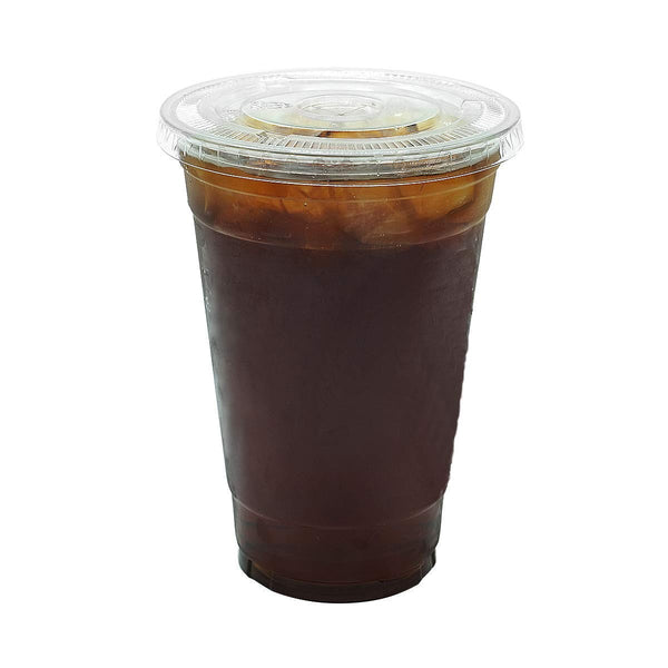 100 Smoothie Cups with Flat Lids | 20 oz. Disposable Plastic Tumblers for Iced Coffee, Boba Tea, Cold Juices, and To Go Drinks by BloominGoods