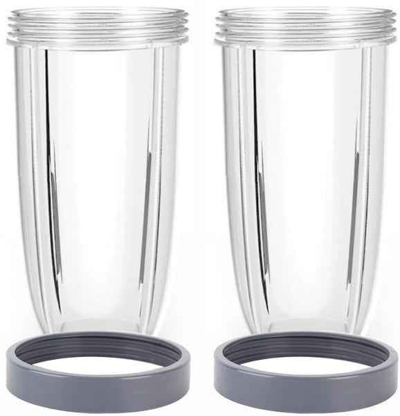 32oz Replacement Cups with Lip Ring for NutriBullet 600W and 900W Blenders (Pack of 2) by Preffered Parts