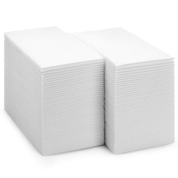 BloominGoods Disposable Cloth-Feel Tissue Paper, Hand Napkins/Linen-Feel Guest Towels, White, Pack of 100