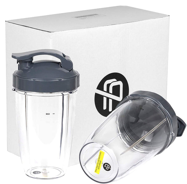 Preferred Parts Tall Replacement Cups for NutriBullet High-Speed Blender/Mixer | 24 oz Nutribullet Cup with Flip Top To-Go Lid (Pack of 2)