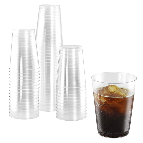 50 Heavy Duty Disposable Cups | 12 oz. Premium Clear Hard Plastic Fancy Glasses for Parties & Weddings (50 Pack) by Bloomingoods