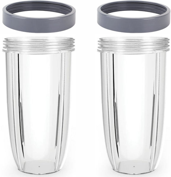 32oz Replacement Cups with Lip Ring for NutriBullet 600W and 900W Blenders (Pack of 2) by Preffered Parts