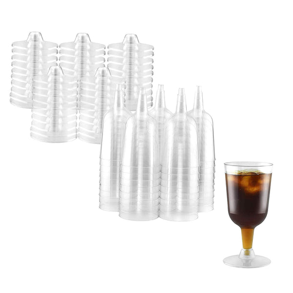 50 Disposable Wine Glasses | 7 oz. Premium Clear Hard Plastic Fancy Cups for Parties & Weddings (50-Pack) by BloominGoods (7 Ounce)