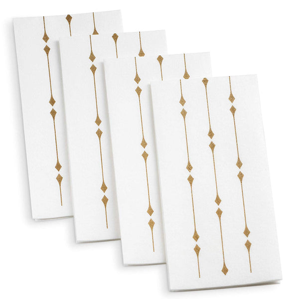 BloominGoods Disposable Hand Towels & Decorative Bathroom Napkins | Soft and Absorbent Linen-Feel Paper Guest Towels for Kitchen, Parties, Weddings, Dinners or Events | White and Gold (100-Pack)