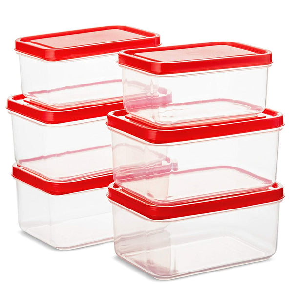 Portion Control Container Replacement Set for BloominGoods Meal Prep Bag | 2 x 1-Cup, 4 x 2-Cup Leak-Proof Containers (Red)