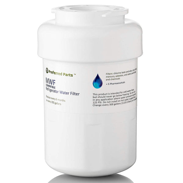 GE MWF Refrigerator Water Filter Replacement by Preferred Parts | SmartWater Compatible Cartridge