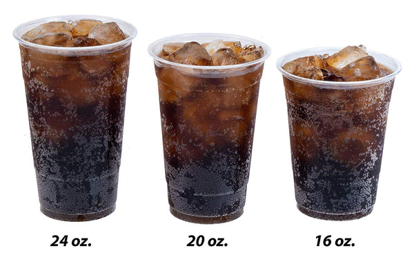 100 Smoothie Cups with Flat Lids | 20 oz. Disposable Plastic Tumblers for Iced Coffee, Boba Tea, Cold Juices, and To Go Drinks by BloominGoods