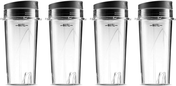 Ninja Single Serve 16-Ounce Cups Set by Preferred Parts | Comparable with Nutri Ninja BL770 BL780 BL660 Professional Blender (Pack of 4)