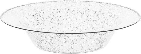 BloominGoods - Disposable Plastic plates, Clear with SILVER Glitter - 14-Ounce Soupe Bowls (50-pack)