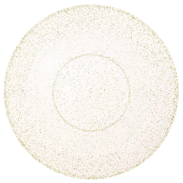 BloominGoods - Disposable Plastic plates, Clear with GOLD Glitter - 14-Ounce Soupe Bowls (50-pack)