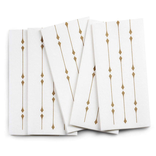 BloominGoods Disposable Hand Towels & Decorative Bathroom Napkins | Soft and Absorbent Linen-Feel Paper Guest Towels for Kitchen, Parties, Weddings, Dinners or Events | White and Gold (100-Pack)
