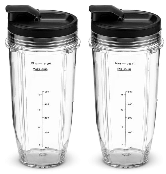Nutri Ninja 24 oz. Cups with Sip & Seal Lids by Preferred Parts. Compatible with BL450, BL480, BL490, BL640, BL680 Auto IQ Series Blenders (Pack of 2)