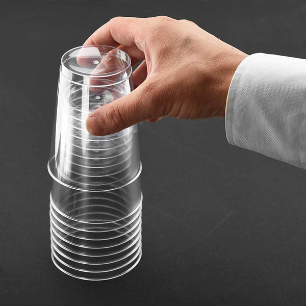 50 Heavy Duty Disposable Cups | 10 oz. Premium Clear Hard Plastic Fancy Glasses for Parties & Weddings (50 Pack) by Bloomingoods