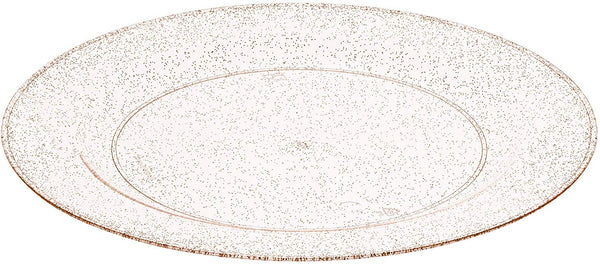 BloominGoods - Disposable Plastic plates, Clear with ROSE GOLD Glitter - 10.25" Dinner Plates (50-pack)