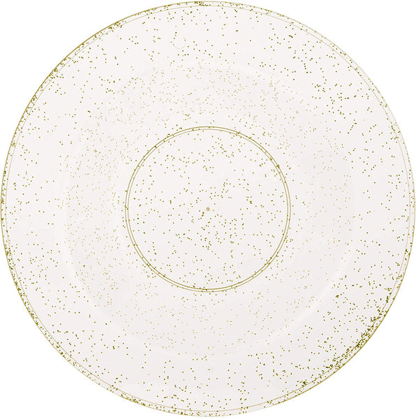 BloominGoods - Disposable Plastic plates, Clear with GOLD Glitter - 6-Ounce Dessert Bowls (50-pack)