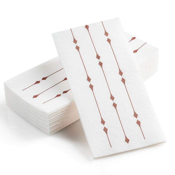 BloominGoods Disposable Hand Towels & Decorative Bathroom Napkins | Soft and Absorbent Linen-Feel Paper Guest Towels for Kitchen, Parties, Weddings, Dinners or Events (100-Pack) (Rose Gold)
