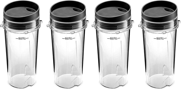 Ninja Single Serve 16-Ounce Cups Set by Preferred Parts | Comparable with Nutri Ninja BL770 BL780 BL660 Professional Blender (Pack of 4)