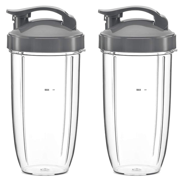 Preferred Parts, 2-Pack 32oz Replacement Cups with Flip Top To Go Lid for NutriBullet 600w and Pro 900 Blenders