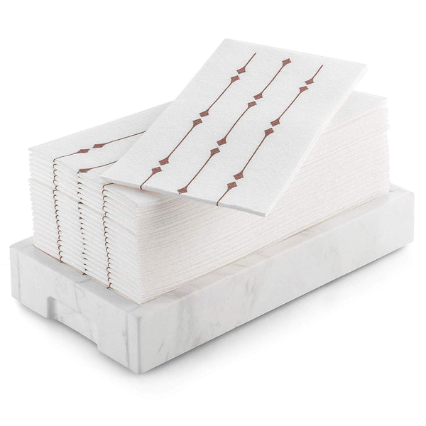 BloominGoods Disposable Hand Towels & Decorative Bathroom Napkins | Soft and Absorbent Linen-Feel Paper Guest Towels for Kitchen, Parties, Weddings, Dinners or Events (100-Pack) (Rose Gold)
