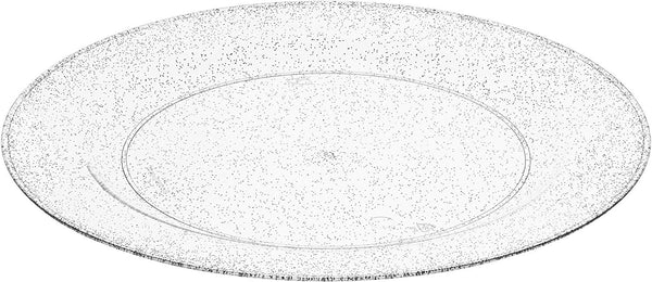 BloominGoods - Disposable Plastic plates, Clear with SILVER Glitter - 10.25" Dinner Plates (50-pack)