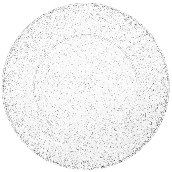 BloominGoods - Disposable Plastic plates, Clear with SILVER Glitter - 7.5" Dessert Plate (50-pack)