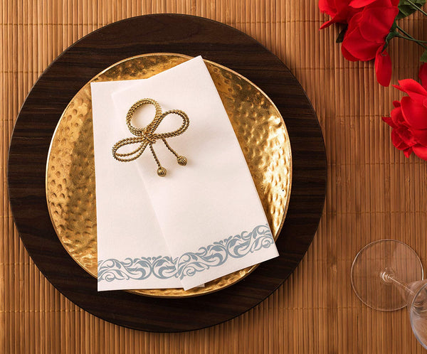 Bloomingoods Disposable Linen-Feel Guest Towels - Decorative White Hand Towels, Silver Floral Cloth-Like Paper Napkins - Case of 1000 (Bulk Packaging)