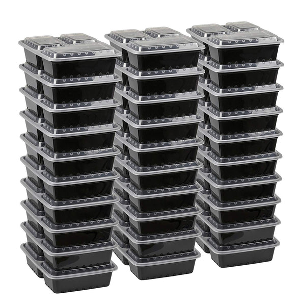 BloominGoods Meal Prep Containers | 3 Compartment Food Storage Container with Lids | Microwave, Dishwasher Safe, Reusable Portion Control Plates (30-Pack)