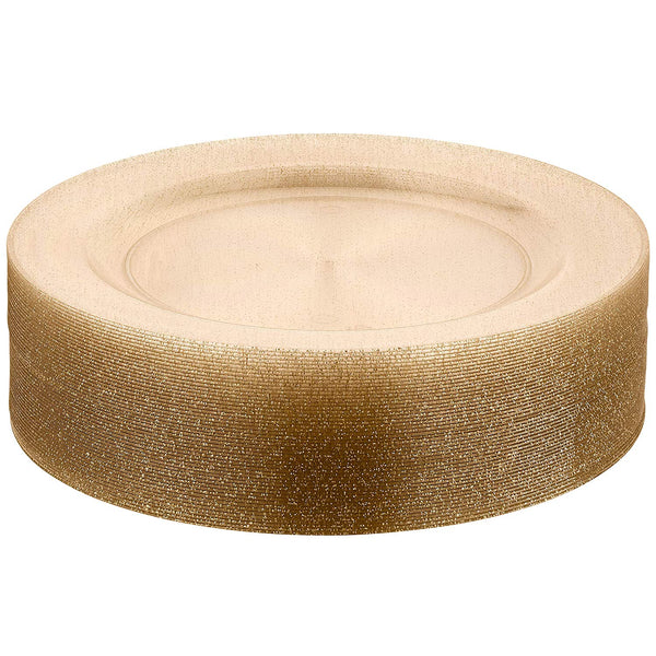 BloominGoods - Disposable Plastic plates, Clear with GOLD Glitter - 7.5" Dessert Plate (50-pack)