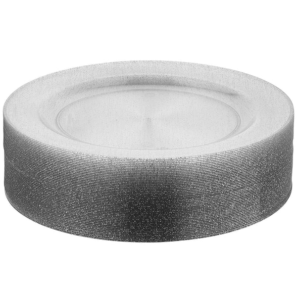 BloominGoods - Disposable Plastic plates, Clear with SILVER Glitter - 7.5" Dessert Plate (50-pack)