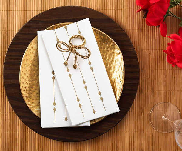 BloominGoods Disposable Hand Towels & Decorative Bathroom Napkins | Soft and Absorbent Linen-Feel Paper Guest Towels for Kitchen, Parties, Weddings, Dinners or Events | White and Gold (100-Pack)