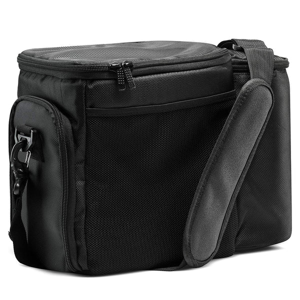 Insulated Lunch Bag with 3 Disposable Meal Prep Containers, 2 Shaker Bottles (28oz) and Reusable Ice Packs, Convenient Multi-Compartment System + Portion Control Kit for Your Daily Meal Plan (Black)