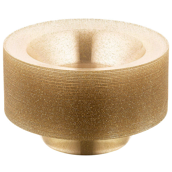 BloominGoods - Disposable Plastic plates, Clear with GOLD Glitter - 14-Ounce Soupe Bowls (50-pack)